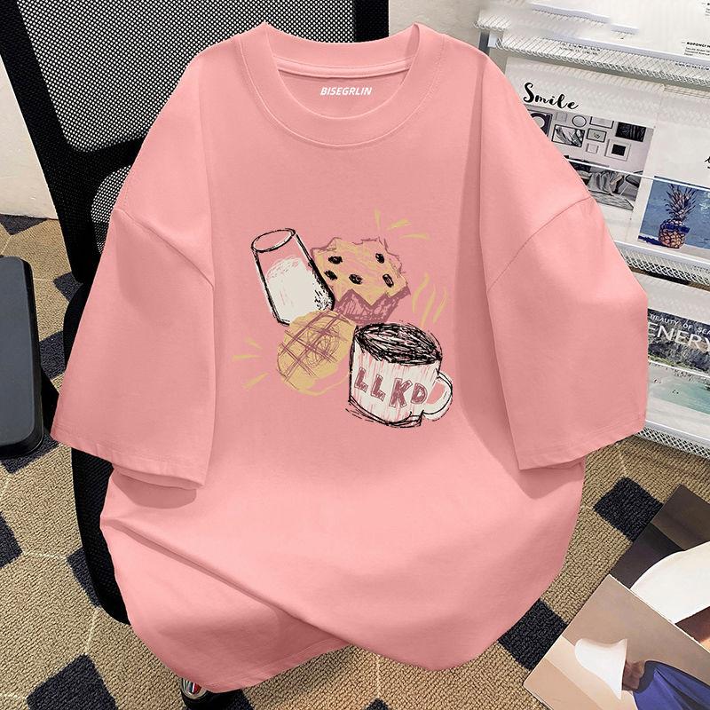 Damen Sommer Beliebtes Kurzarm-T-Shirt Baumwolle Atmungsaktiv Lockeres Oberteil Bedrucktes T-Shirt Lässig