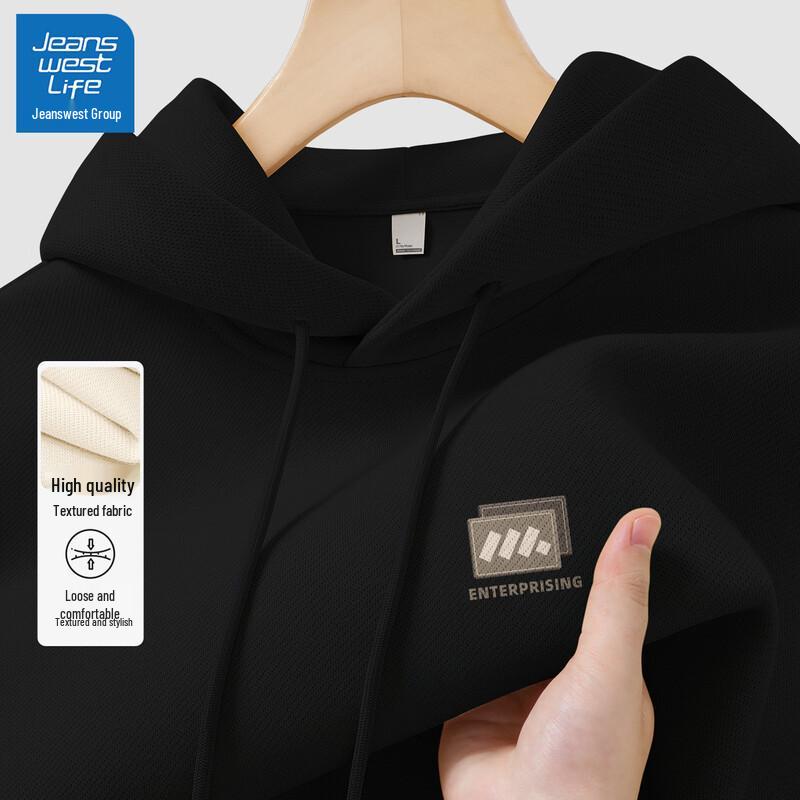 JEANSWEST LIFE Men's Geometric Hooded Pullover Sweatshirt