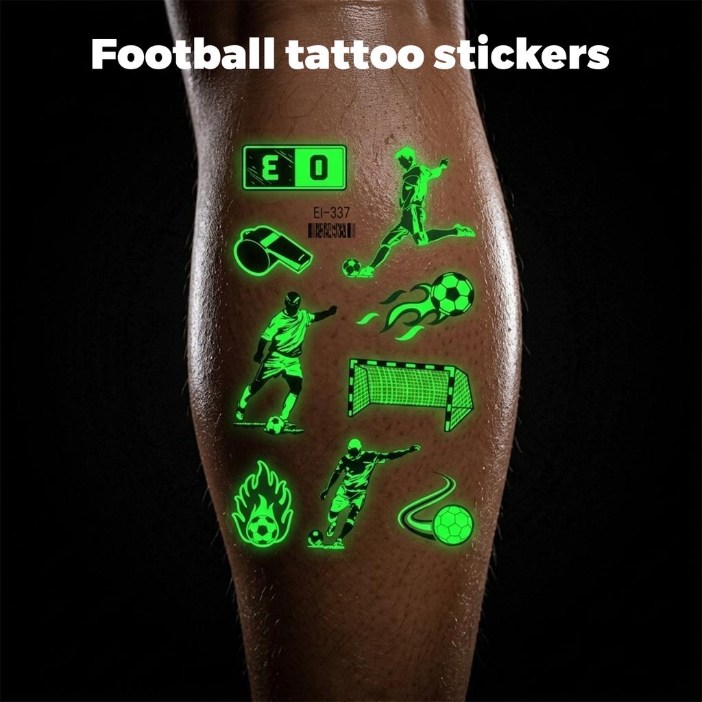 Children's Glow-in-the-Dark Soccer  Stickers, Eco-friendly And Safe, European  Football Event Party Face Stickers