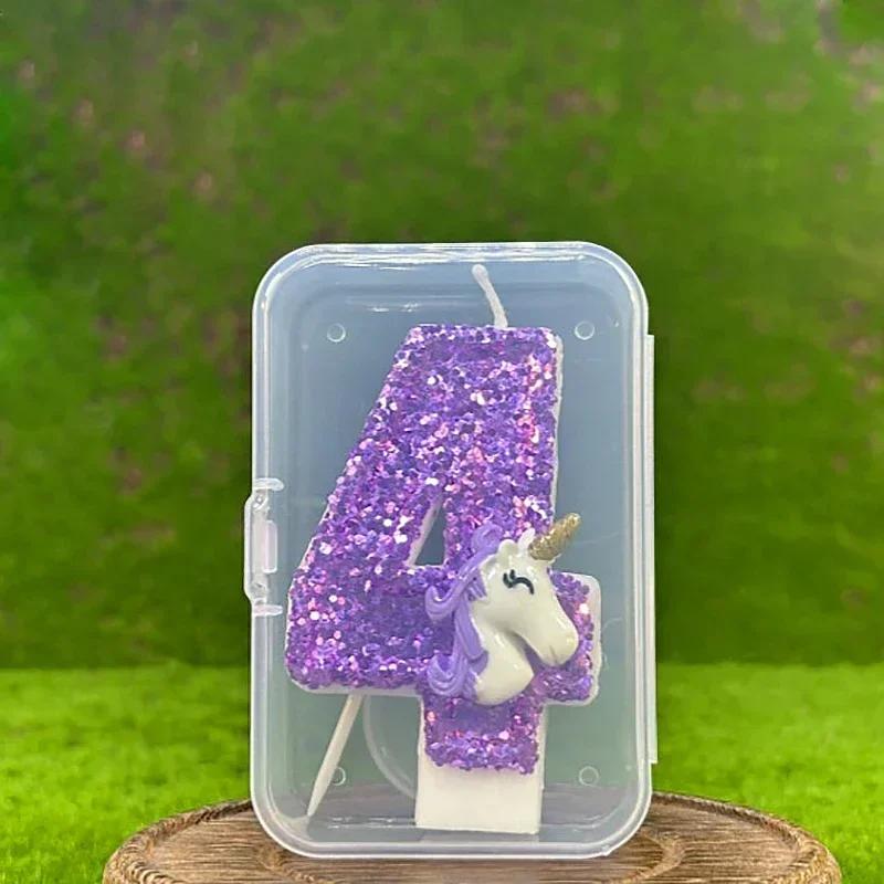 Unicorn Candle 0-9 Creative Number Birthday Candle Cake Party Decoration One Year DIY Cake Decoration Anniversary Celebration