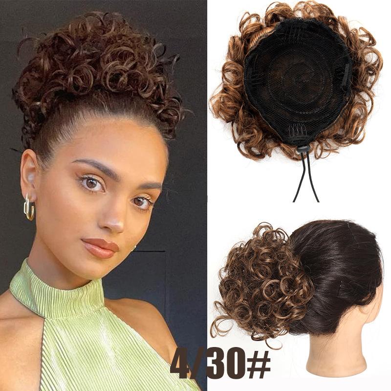 

Небрежный небольшой вьющийся пучок на шнурке, простой в использовании синтетический парик-пучок, элегантный аксессуар для волос, подходящий для повседневной женской одежды