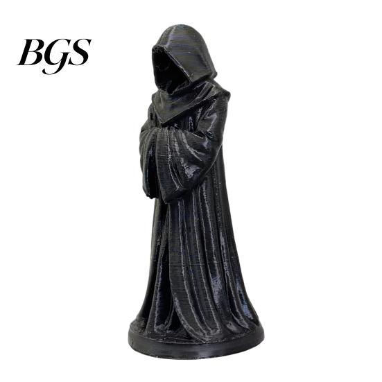 Dust-proof Resin Figure 3D Printed Hooded Robe Ornament, Matte Black Faceless Monk Figurine, Vintage Sculpture Gothic Style Sculpture, for Halloween