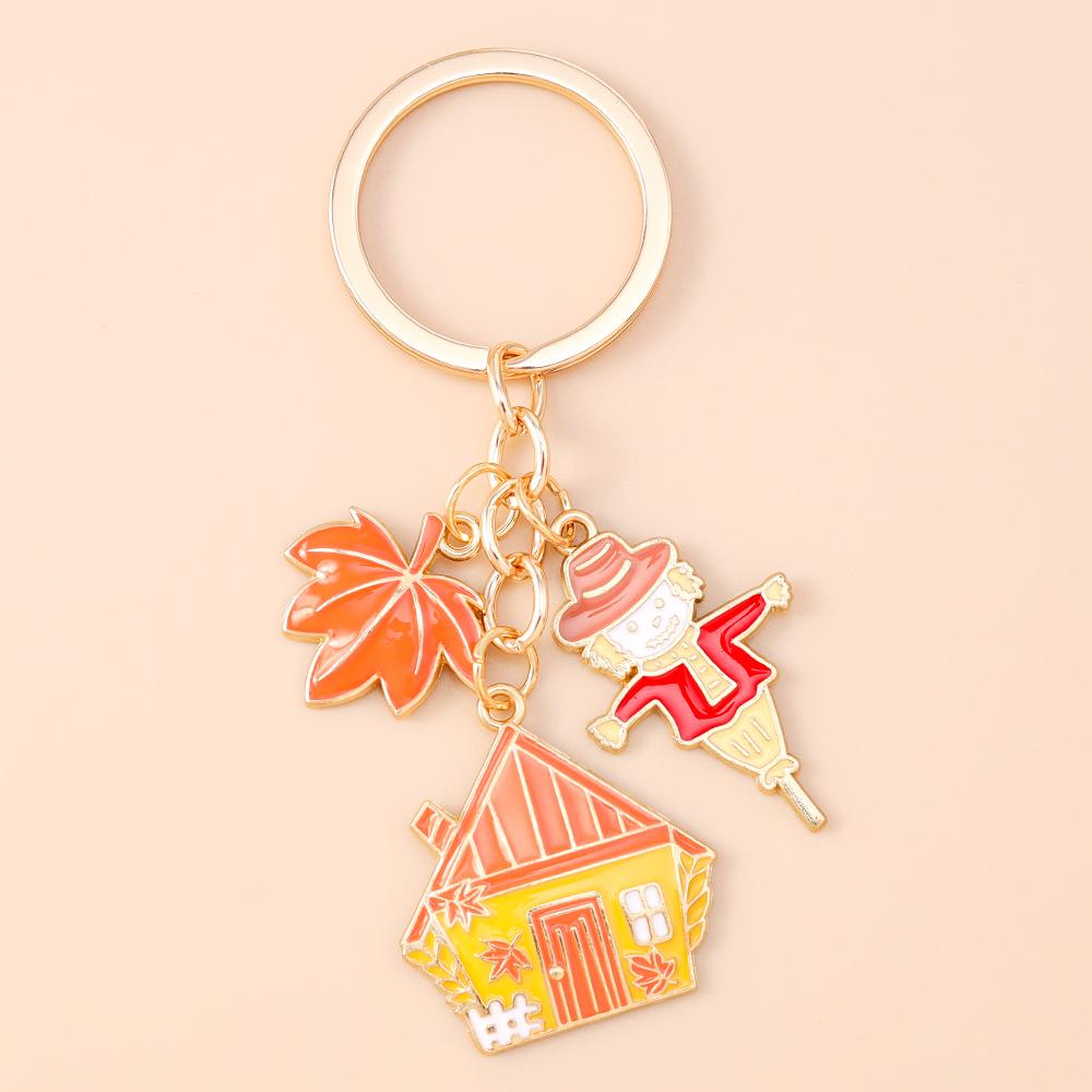 Fashion Autumn Maple Leaf Keychain Women Girls Corn Pumpkin Key Ring Pendants for Handbag Decor DIY Key Chain Jewelry Gifts
