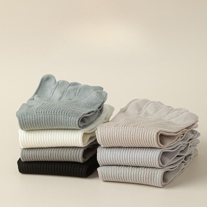 Socks Men's Solid Colour Spring and Summer Thin Mesh Men's Boat Socks Cotton Anti-odour Split-toe Socks Sweat-absorbing Breathable Five-finger Socks
