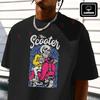 Men's Cotton T-Shirt Skeleton Scooter Ride Graphic Motorcycle Tshirt Men's Casual O-neck Short