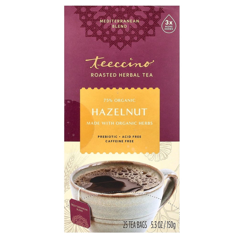 iHerb Teeccino Roasted Hazelnut Caffeine-Free Herbal Tea Bags, 25 Count, 150g (5.3oz) 1 ea - 25 ea