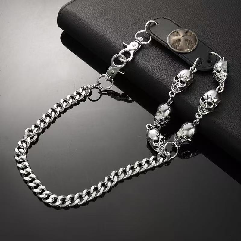 Catena per Jeans Teschio in Metallo Hip Hop Personalità Punk Teschio Diablo Catena per Vita Accessori Cool Unisex