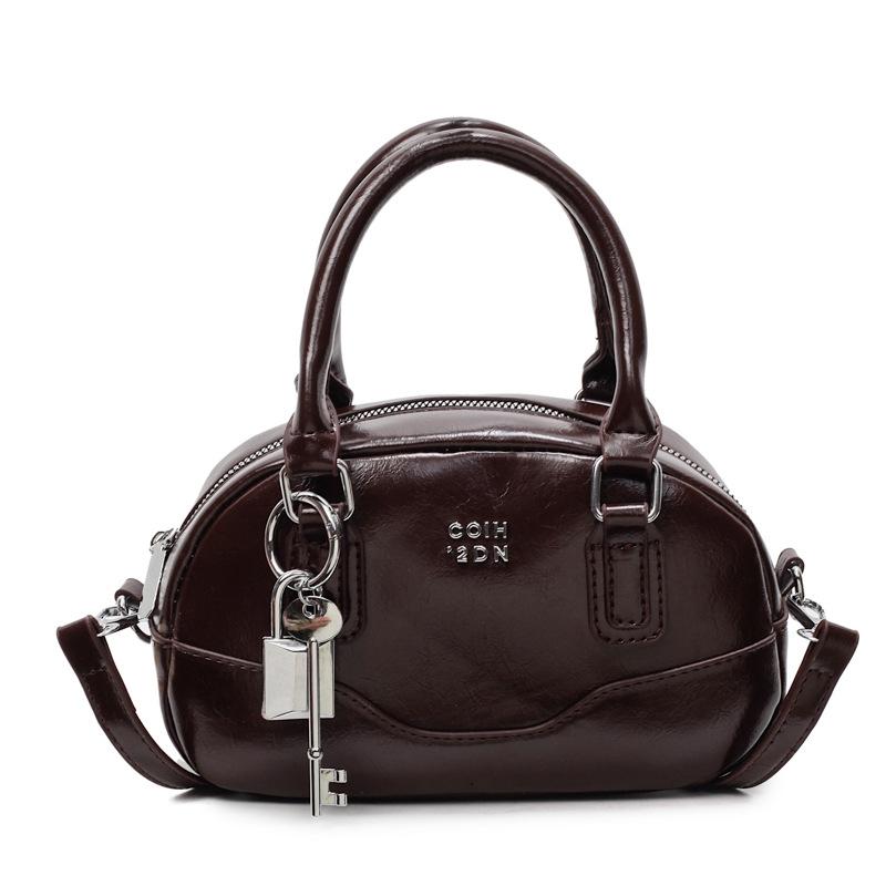 This Year's Popular Hot-selling Fashion Portable Boston Bag Simple Solid Color High-end Sense Versatile Foreign Style Messenger Women's Bag