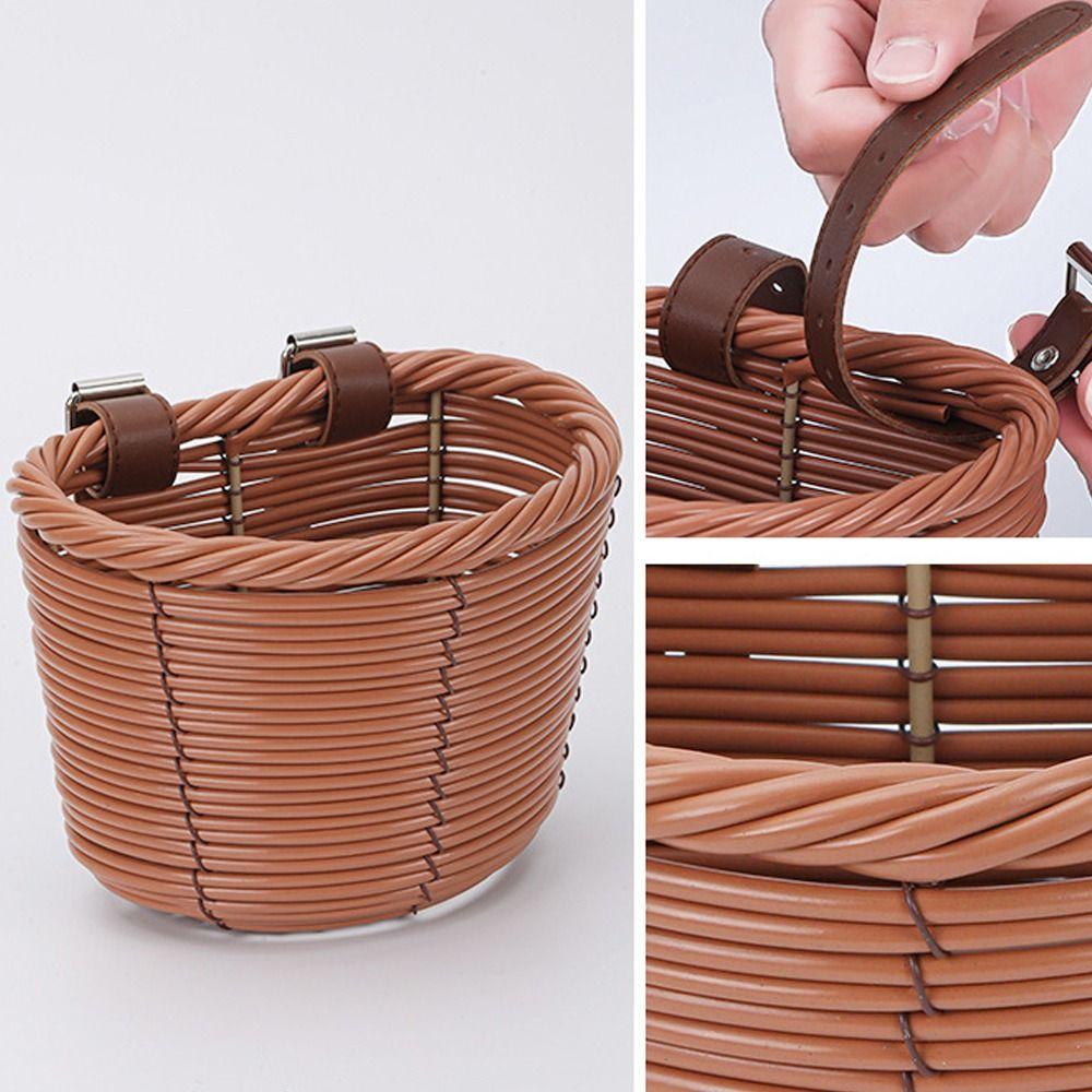 Plastic Front Handle Carrier Retro Woven Children's Bicycle Scooter Basket