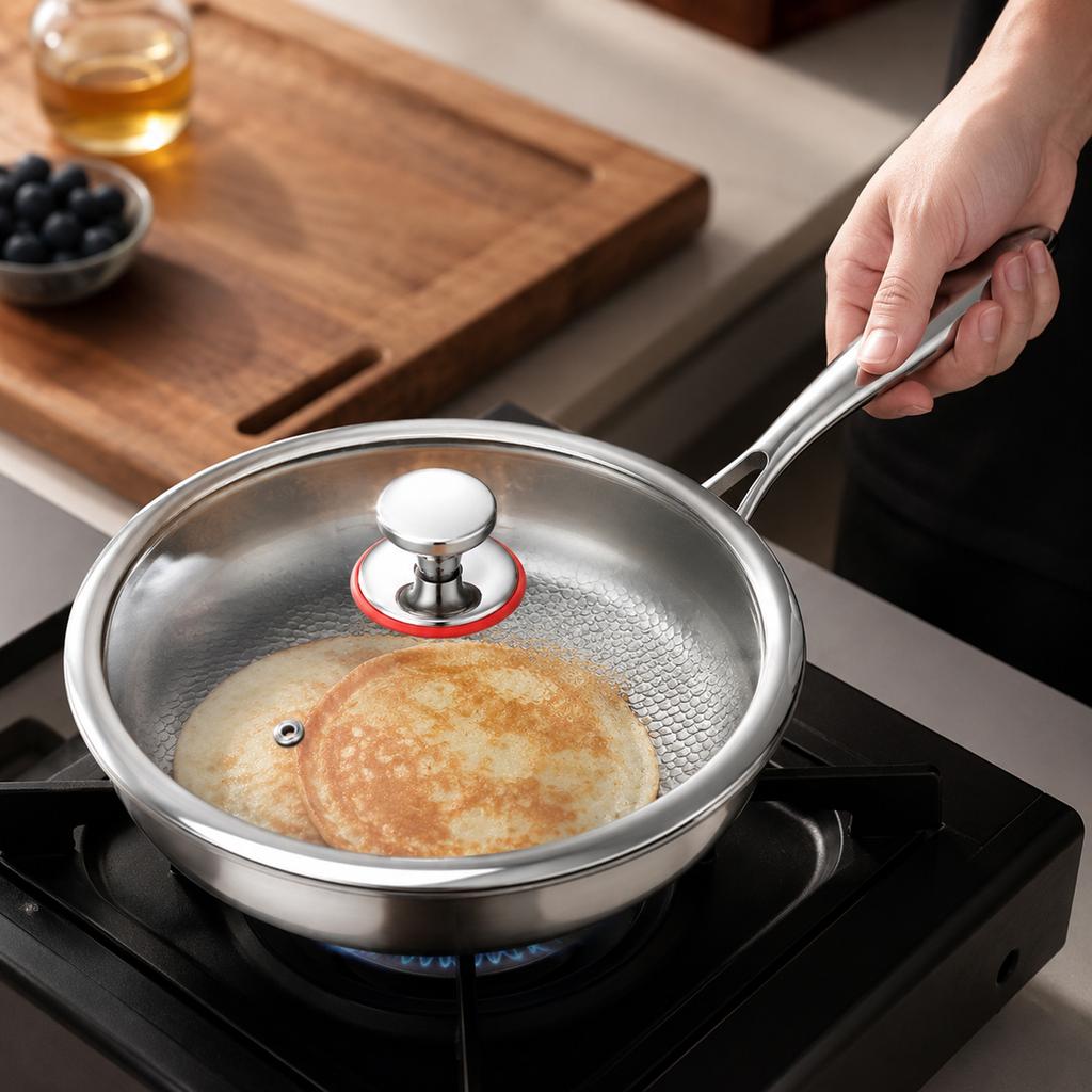 3-Layer Nonstick Frying Pan, Cookware for and Induction Stoves, Easy Clean Omelette Pan
