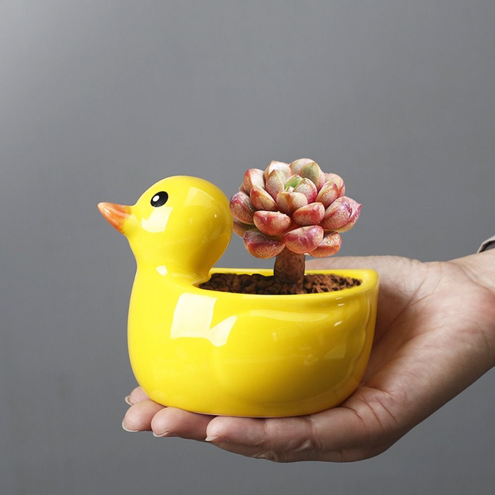 Handicraft Duck Ceramic Flower Pot Creative Animal Ornament Vase Succulent Plant Flowerpot  Balcony