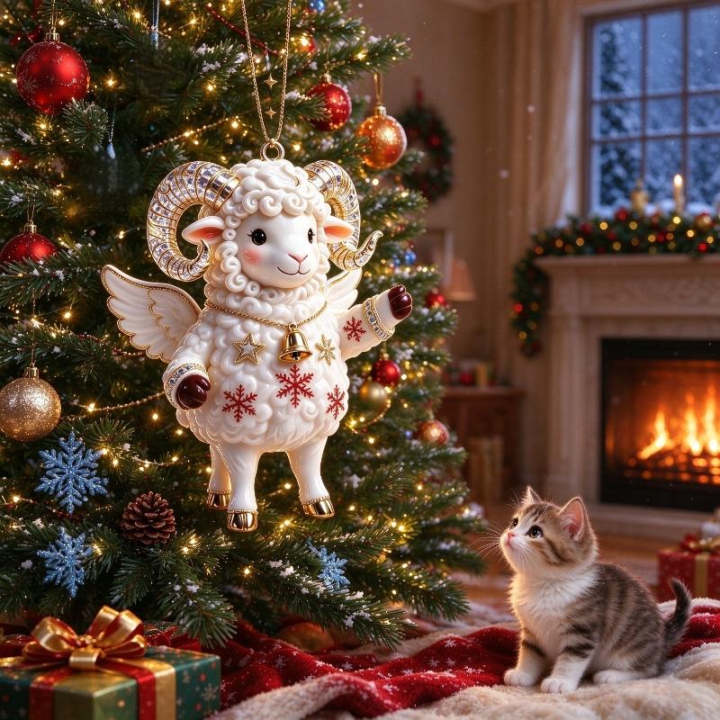 Shining Goat Hanging Ornament 2D Flat Artificial Rhinestone Animal Hanging Decoration Embossed Pattern Goat Bag Charm