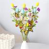 4Pcs Bendable Easter Eggs Butterfly Flower Stems Artificial Silk Flower for Vase Flower Arrangements Home Decoration