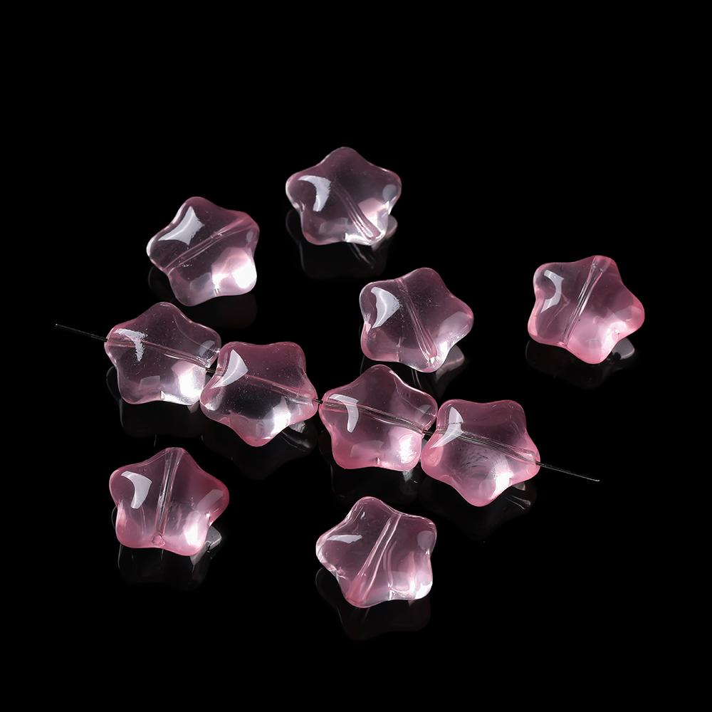 10pcs Colored Star Shaped Beads Glass Spacer Loose Beads for DIY Phone Chains Necklaces Bracelets Crafts Jewelry Making Findings