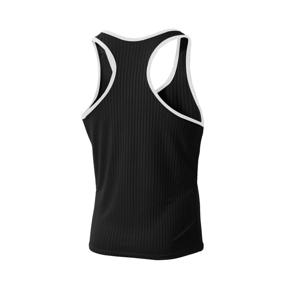 Summer Men Sport Vest Sleeveless O Neck Single Color Striped Texture Quick Dry Elastic Good Breathability Pullover Basketball Gym