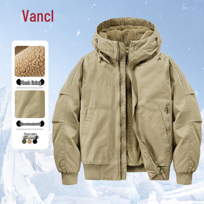 Vancl Men s Fleece-Lined Hooded Cotton Jacket 4XL