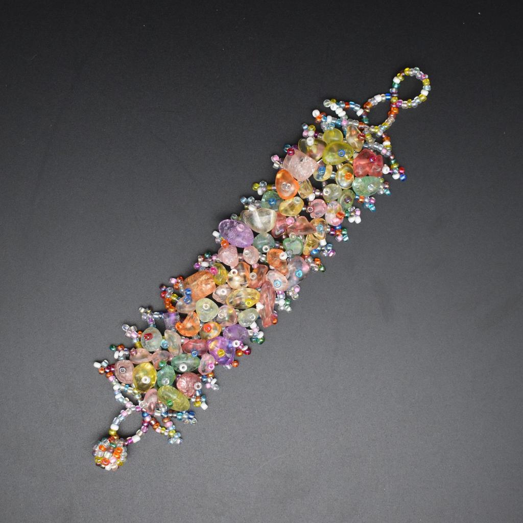 Ethnic Style Colorful Natural Stone Hollow Bracelet Handmade Bead Bohemian Hollow Rice Bead Crushed Stone Bracelet