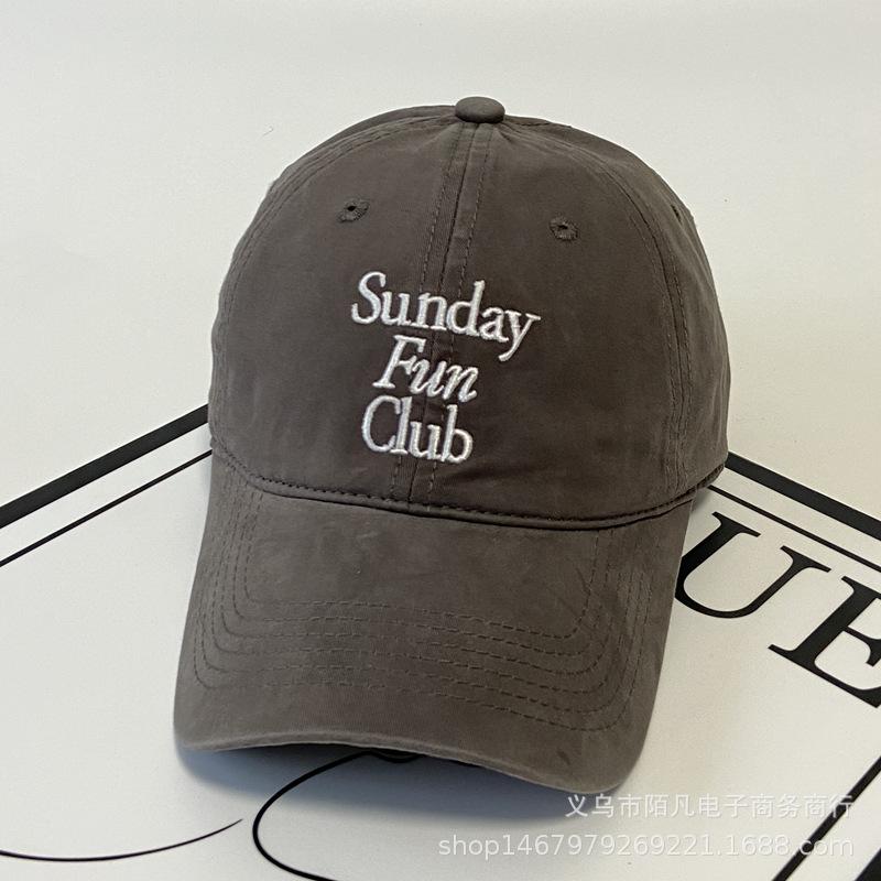 New Cotton Baseball Cap Men's and Women's Sunday Three-row Letter Cap Spring and Summer Wide-brimmed Sun Hat