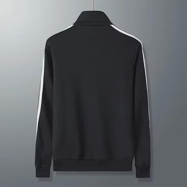 Large Casual Three-Bar Sweatshirt - Stand-Up Collar Solid Jacket for Spring and Autumn