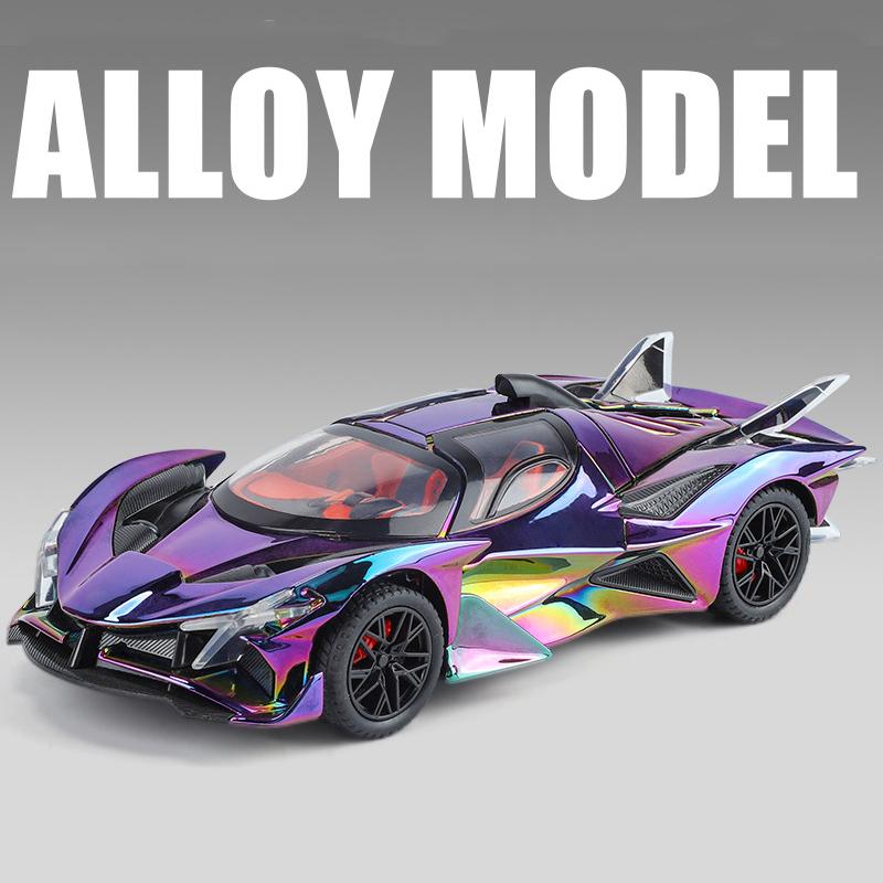1/24 Apollo Project EVO Alloy Sports Car Model Diecasts Metal Electroplated Racing Car Vehicles Model Sound Light Kids Toy Gift