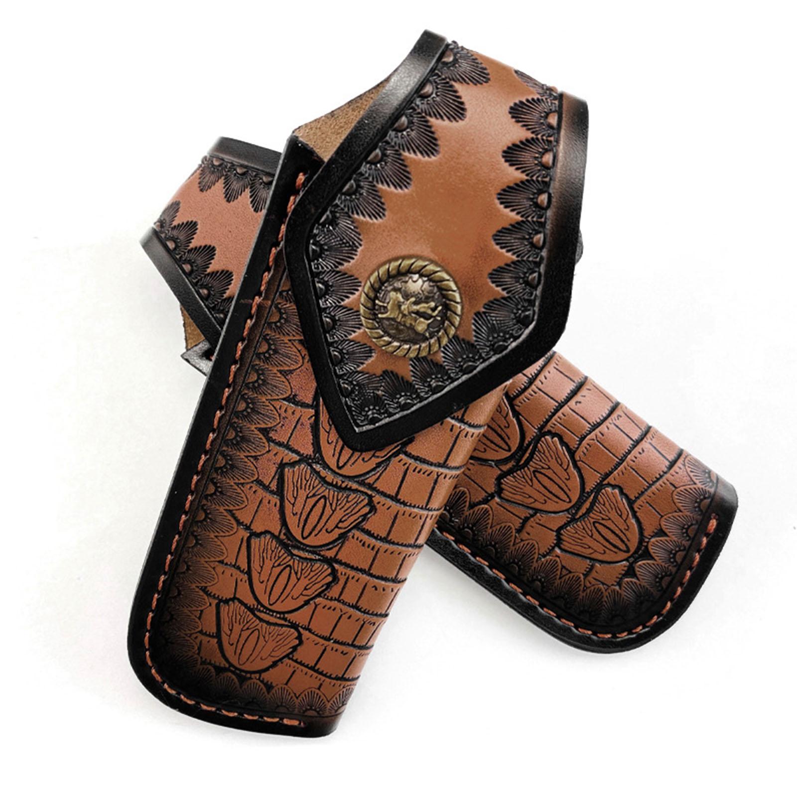 

Premium Leather Sheath For Folding Cutter Belt Waistband Loop Design Cutter Protective Cover For Outdoor Hunting Camping 1