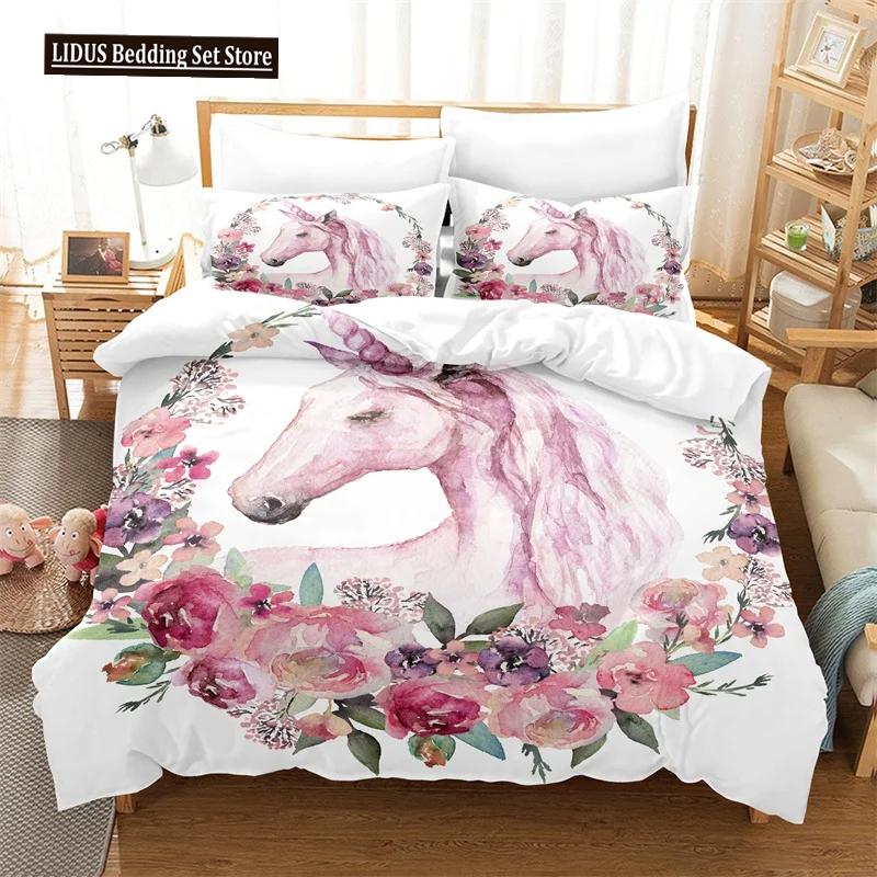 Cartoon Bedding Set Unicorn Duvet Cover Set Full Twin For Boys Girls Room Decor Cute Animals Quilt Cover Fashion Design