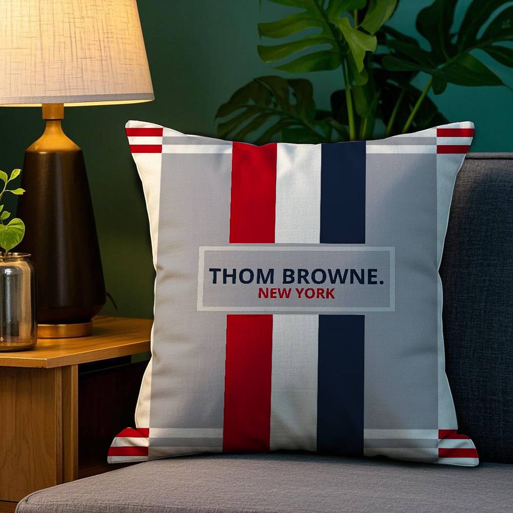 Luxury T_Thom B-Browne Pillow Case Plush Fabric Soft Double Sided Print Sofa Cushion Cover Throw Pillow Covers