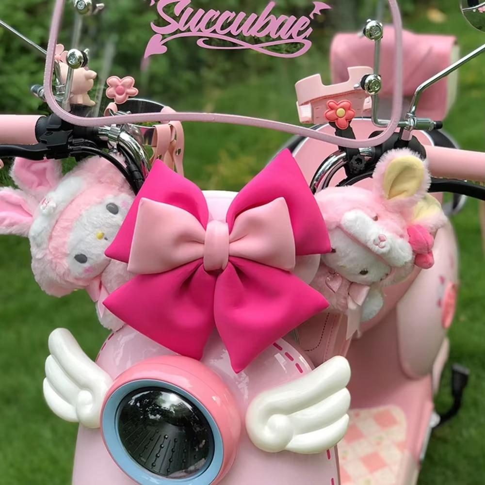 Cute Dual-color Bow Bowknot Helmet Accessories Nylon Suction Cup Car Body Decoration Electric Vehicle Accessories Women