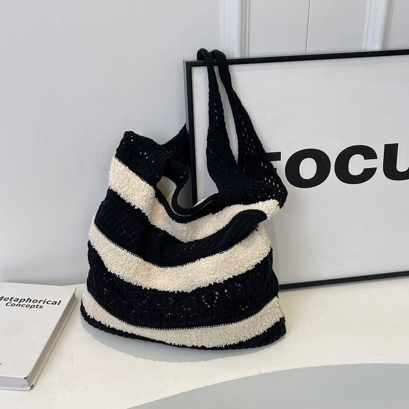 Woven Beach Straw Tote Bag - Versatile Large Capacity Vacation Shoulder Hollow Out Beach Bag