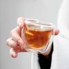 80ml Egg Shaped Double Wall Glass Cup Handleless Heat Insulated Clear Thick Glass Mug for Coffee Tea Water Minimalist Design