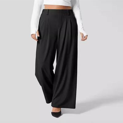 Hanging High Waisted Wide Leg Plicated Drawstring Breathable Sustainable Waffle with All Loose Casual Pants