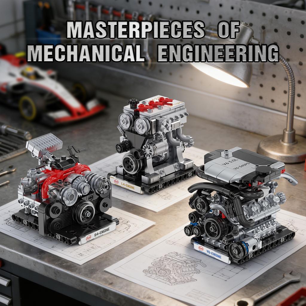 711Pcs Sports Car Engine 3-In-1 Building Blocks Toys Set, Creative Home Decor, Engine Model Assembly Toy, Kids Birthday Gift