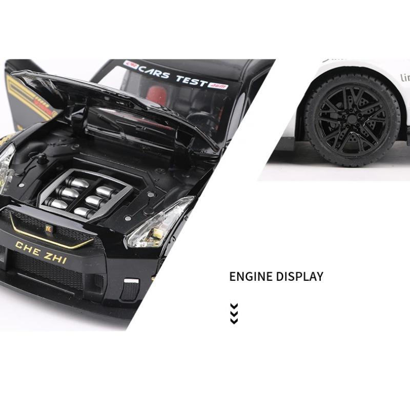 1/24 Skyline Ares Nissan GTR R34 R35 Legierung Sportwagen Modell Diecast Metall Rennwagen Modell Simulation Sound Licht Kinderspielzeug Geschenk