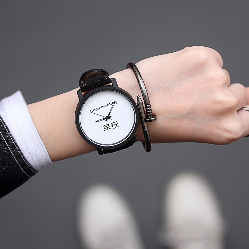 Korean Style 1314 Harajuku Minimalist Couple Watches – Day/Night Design for Students