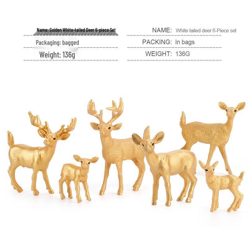 Simulated Christmas Reindeer and White-Tailed Deer Ornament Set