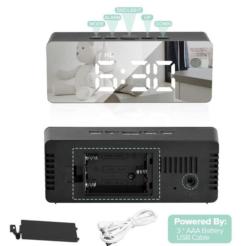 Digital Alarm Clock Led Electronic Desktop Clock With Temperature For Bedroom Home Office Teens Kids