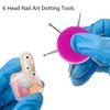 1 szt. 6-głowicowe narzędzia do zdobienia paznokci, narzędzie do kropkowania, wiertło do paznokci, narzędzia do paznokci, narzędzia do malowania kropkami, pisak do wiertła do paznokci, okrągłe narzędzie do kropkowania