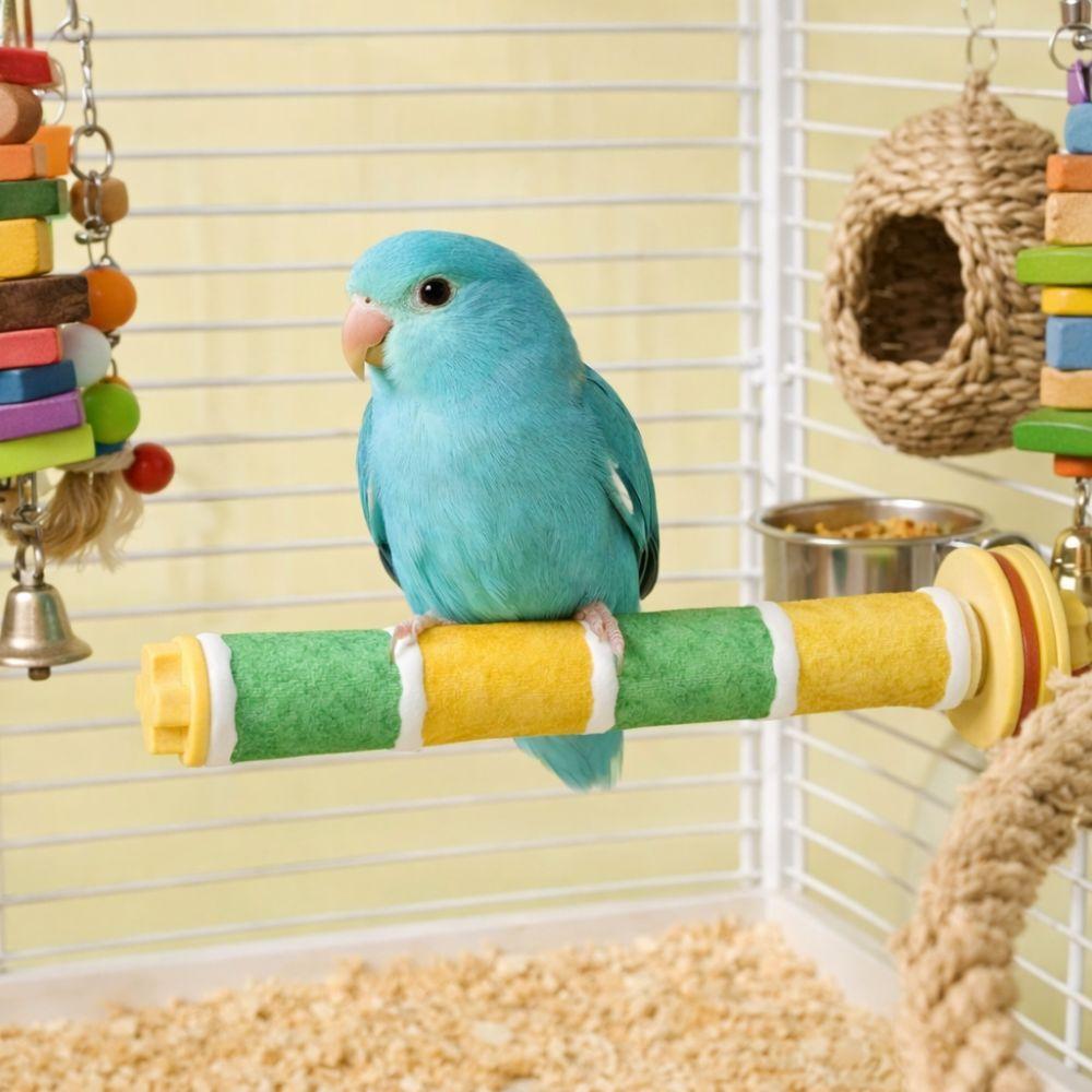 Frosted Parrot Perching Station Rack Non-slip Bird Teeth Chew Pole  Beak Sharpening