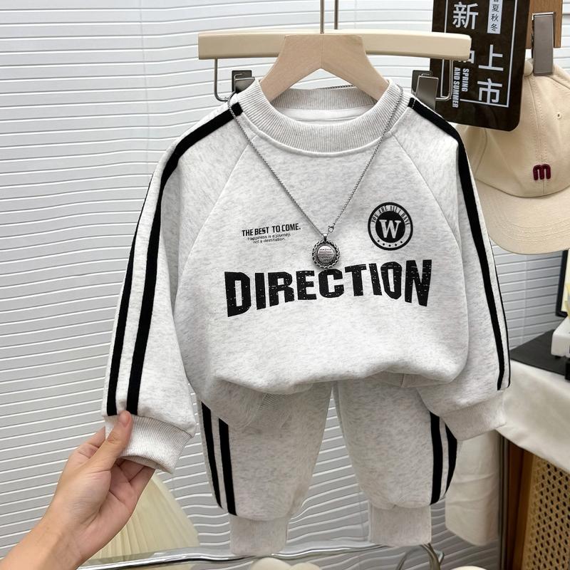 2pcs/set Kids Boys Casual Letter Print Sweatshirt Sets for Children 1-10Y Girls Clothes Tracksuit Soft Long Sleeve Top and Pants Outfit