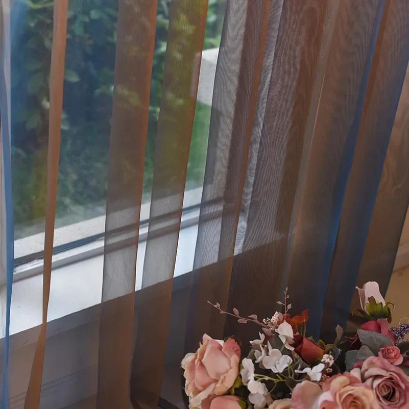 

Роскошные прозрачные тюлевые шторы для гостиной, зала, занавески для спальни, вуаль, кухонные шторы, современные шторы для домашнего декора W100cm x H160cm&Rod синий