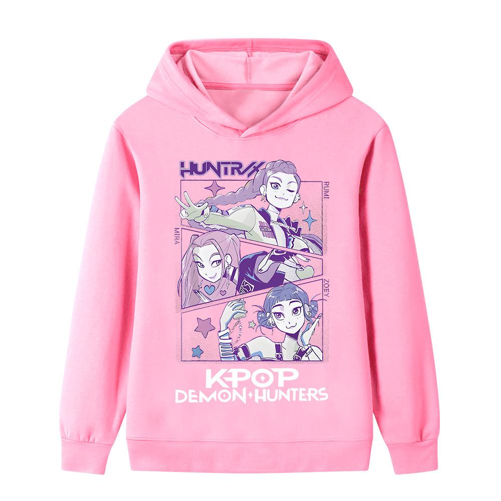 B1198 Kids Boys Girls Kpop Rumi Zoey Mira Print Long Sleeves Hoodie