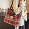 Cozy Soft Wool Plaid Handbags Shoulder Bags, Vintage Soft Plaid Tote Bag, Perfect for Daily Shopping, Commuting, Casual Outings