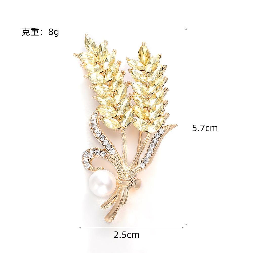Fashion Creative Golden Wheat Brooch Temperament High-end Niche Design Anti-light Pin Collar Accessories
