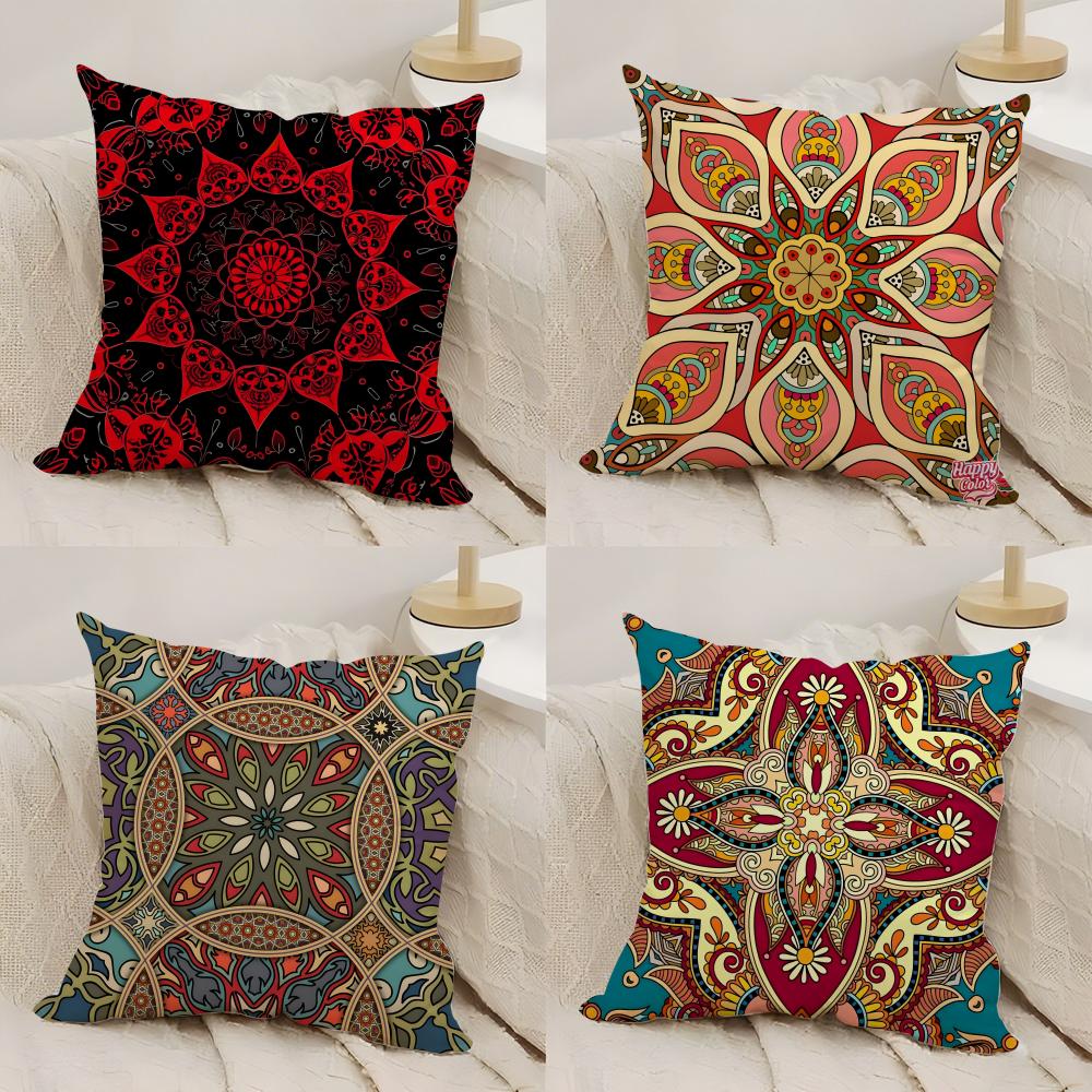 Bohemian Ethnic Decorative Cushion Cover Silky Short Plush Double-Sided Printed Pillow Case for Sofa All Seasons Home Decor Gift