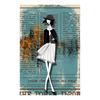 Abstract Fashion Girl In Newspaper Canvas Painting Vintage Poster and Prints Nordic Wall Art Picture for Living Room Home Decor