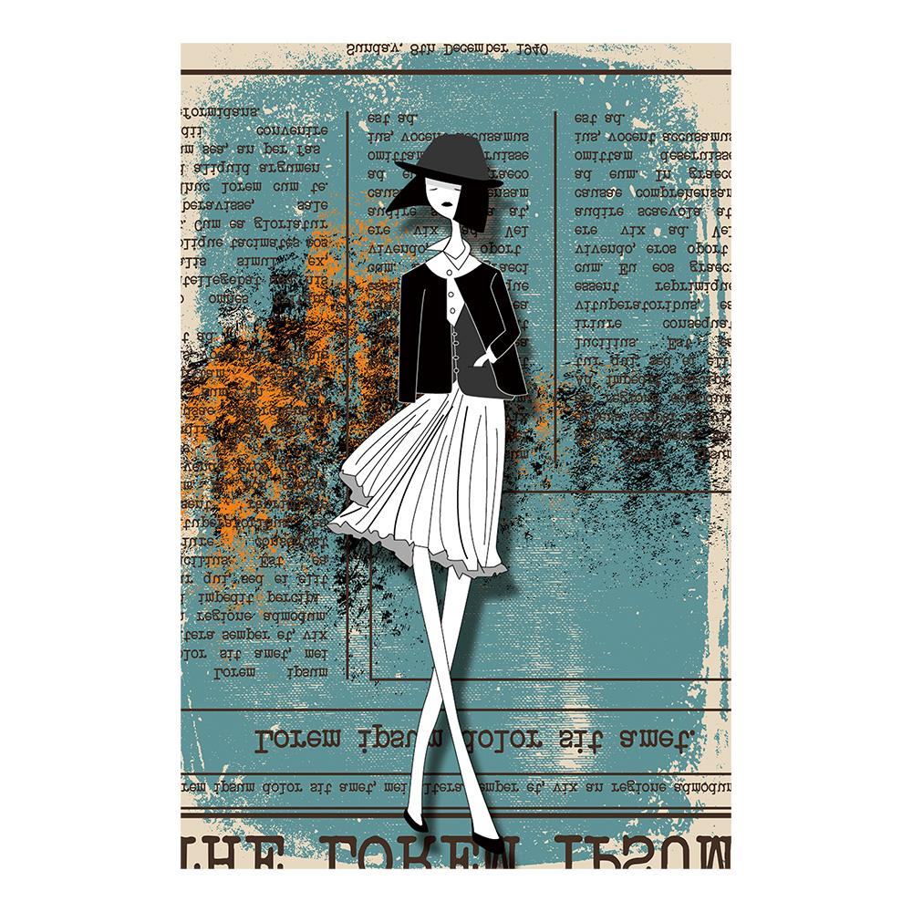 Abstract Fashion Girl In Newspaper Canvas Painting Vintage Poster and Prints Nordic Wall Art Picture for Living Room Home Decor