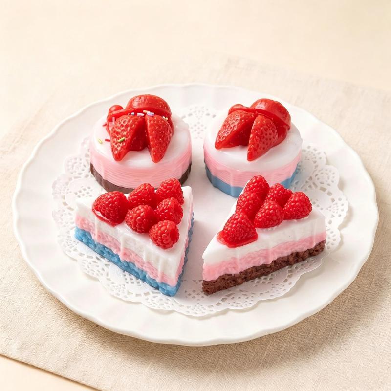 Soft Food Shaped Squeeze Toy Cute Strawberry Mousse Cake Design Stress Relief Toy for Desk Decor Relaxation Use