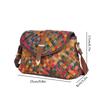 Genuine Leather Handmade Bag Woven Bag Colorful Striped Color Matching Small Bag Casual Ethnic Style Shoulder Bag For Women