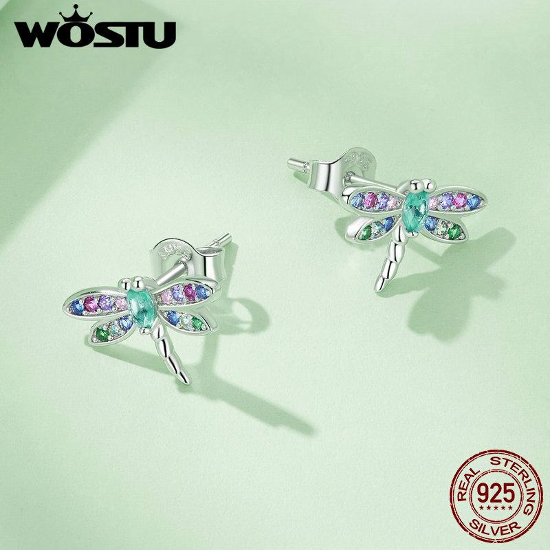 925 Silver Mini Flower Butterfly Bird Bee Stud Earrings Rainbow Moonstone Kitty Cat Ear Studs Girl Party Jewelry