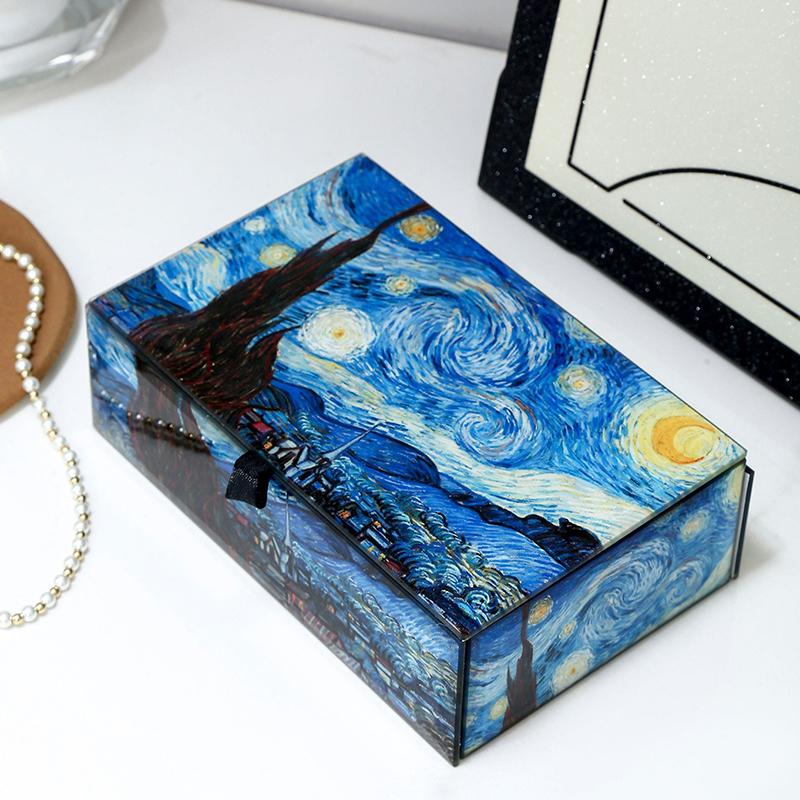 Small Jewelry Box Glass Velvet Trinkets Storage Boxes for Bedroom Necklace Organizer Earring Box Bracelets Watch Display Gifts